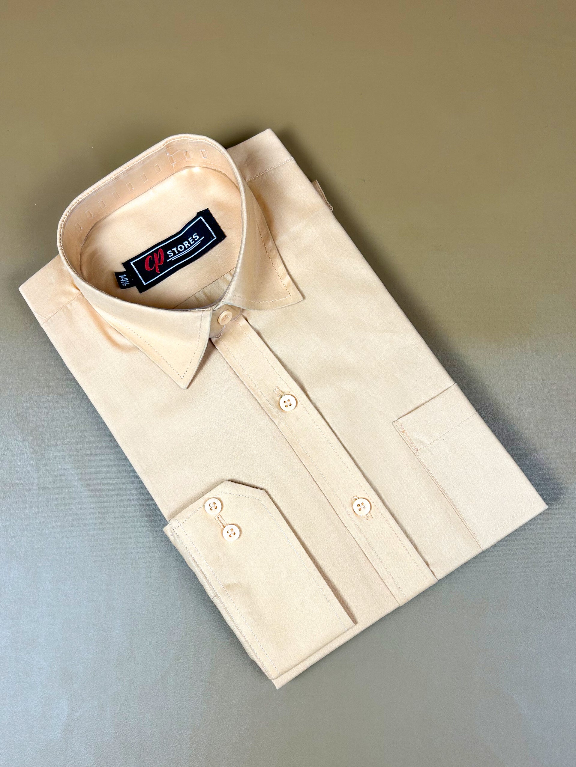 Light Orange Plain Formal Dress Shirt For Men MFS233