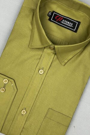 Plain Green Formal Dress Shirt For Men MFS170
