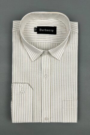 Yellow Pencil Lines Formal Dress Shirt For Men MFS189