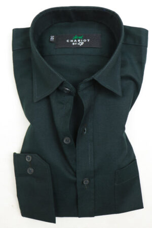 Z Men's Plain Chambray Formal Dress Shirt Dark Green