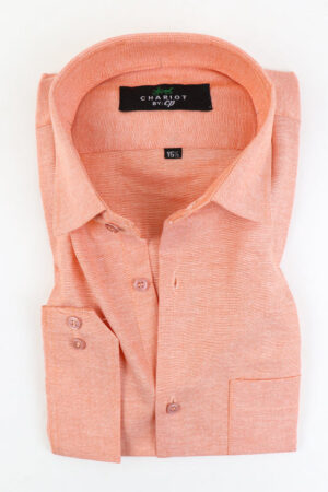 Z Men's Plain Chambray Formal Dress Shirt Light Orange